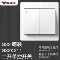 公牛 开关86型G32K211白色 二位单级带荧光开关面板10A 墙壁开关面板 10A 250V 单位:个