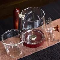 个杯堂 玻璃泡茶杯子牙银鱼办公室绿茶杯带盖茶水分离杯玻璃茶杯办公杯带把泡茶杯 子牙-小叶红檀/小叶紫檀