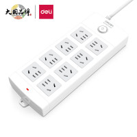 得力(deli)18212插座_8组_5米_PVC袋装(白)(单位:个)