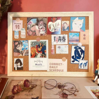 齐富白木框软图钉板80*100cm告示留言板包布图钉挂板加厚松木框软木板照片板宣传栏白板