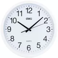 得力(deli)挂钟钟表 客厅挂式低噪音钟表 9006 37cm简约时尚挂钟 白色 1个