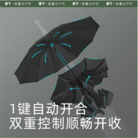 蕉下(beneunder)起始全自动雨伞男士折叠伞两用伞大号双人伞女防暴雨伞曜石黑8骨