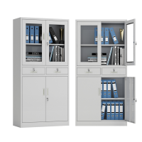 易企采 钢制加厚中二斗资料柜 办公室文件柜 铁皮柜 档案柜 财务凭证带锁储物书柜