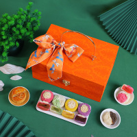 享食者轻奢风时尚设计月饼600g 12饼10味 典雅活力橙 中秋企业团购送亲朋好友