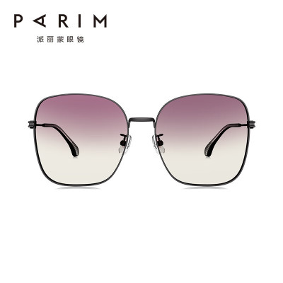 派丽蒙(PARIM)2023年新款派丽蒙墨镜防紫外线太阳镜渐进时尚大方框眼镜女76049 76049 B2 R-紫黄渐近