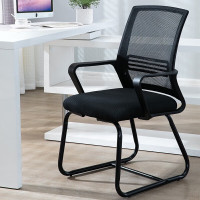 YOREN办公椅电脑椅职员会议椅弓形网布椅家居海绵坐垫升级款 黑色黑框