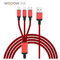沃品(WOPOW) 沃品LC927快充线1一拖三适用于苹果Type-c安卓手机充电线1.2米