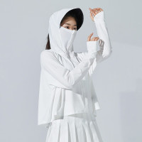 EILEI 女夏季黑胶帽檐冰丝披肩防晒服upf50+ 颜色随机 均码