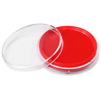 得力(deli)圆形透明外壳快干印台 财务办公用品 9863红色印台 1个
