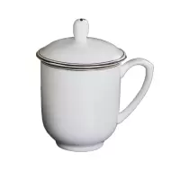 茶花(CHAHUA) 带盖水杯陶瓷茶杯带盖白瓷杯会议水杯 TC-SB360