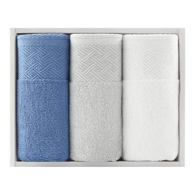 洁丽雅grace长绒棉毛巾三条装 白色+蓝色+灰色71cmx34cm盒装毛巾洁丽雅 三条毛巾