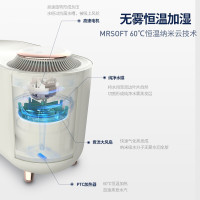 摩飞 MR2080加湿器家用客厅卧室静音无雾恒湿数显无雾加湿器办公室桌面加湿器 MR2080