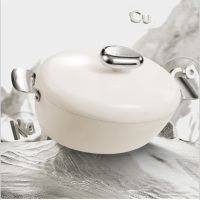 VELOSAN鹅卵石不粘汤锅炖锅烧煲燃气电磁炉明火通用24cm 24CM[白玉兰]带盖