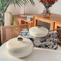 VELOSAN炒锅煎锅鹅卵石不粘锅炒锅平底锅德国锅具套装两件套厨具 白色