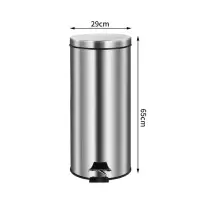 欧润哲 锈钢翻盖垃圾桶批发家用脚踏踩式圆形静音垃圾桶30L(拉丝)