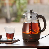 小熊(Bear)ZCQ-P10G5煮茶器蒸汽喷淋式养生壶办公室蒸茶器加厚玻璃黑茶煮茶壶1L小型泡茶炉