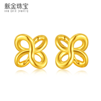 新金珠宝 5D硬金镂空花时尚耳钉耳饰999足金新款女小清新1042