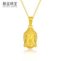 新金珠宝 黄金佛头吊坠999足金金佛素款轻版大佛头挂坠国潮风配绳1042