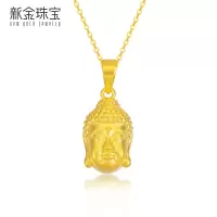新金珠宝 黄金佛头吊坠999足金金佛素款轻版大佛头挂坠国潮风配绳1042