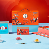 鲜品屋鲜品福月礼盒950g杨枝甘露月饼黑松露流心月饼红豆月饼组合装月饼礼盒