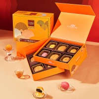 鲜品屋鲜品缤纷礼盒1.015kg草莓芝士月饼奶黄流心月红豆月饼组合装月饼礼盒