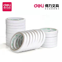 得力(deli)30401高粘性棉纸双面胶带 海报贴墙固定贴 12mm*10y(9.1m/卷) 24卷/袋