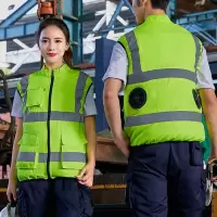 圣迪美依夏季反光背心空调风扇降温工作服马夹 电池容量1W 双风扇 含印字 可选码数 单位:1件
