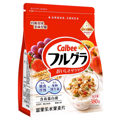 Calbee/卡乐比进口原味水果麦片380g即食燕麦片早餐饱腹食品冲饮