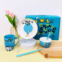 WAFROG STUDIODISNEY唐老鸭卡通餐具陶瓷碗米饭碗菜盘子家用可爱碗盘碟套装 五件套