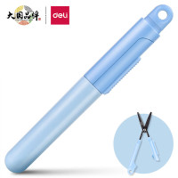得力(deli)便携式特氟龙开箱剪刀 创意功能 秒变美工刀 蓝色77761 1个