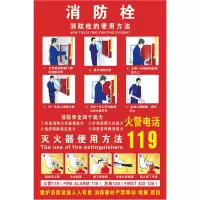 易企采 40*60消防栓贴纸消火栓使用方法门箱贴纸消防标识标牌灭火器放置点标识牌使用说明防火标识贴墙消防安全警示牌可定制