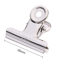 得力9524票夹圆形铁票夹不锈钢票夹小夹子 38mm 6只/包 金属色