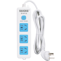 赛驰科技(SAICKG) SCC8-10020D 三位5孔 10A 250V 2500W 移动式排插 (单位:个) 蓝白