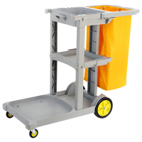 企桥 多用途清洁车手推车服务车手推垃圾车保洁车 52*87*70cm灰色不带盖