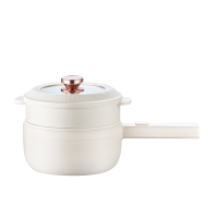 摩动(modong)-A 电煮锅机械款带不锈钢蒸笼MD-DZG17 米白色 不粘涂层 一锅多用 700W功率