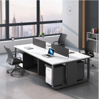 加粗钢架办公桌椅组合卡座4四人工位电脑简约办公室桌子