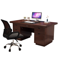 职员办公桌 家用书桌单人台式电脑桌带锁抽屉现代简约经济型工作台 120*60*76cm 胡桃木色