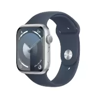 Apple Watch Series 9 (GPS) 45 毫米银色铝金属表壳 风暴蓝色运动型表带 - M/L