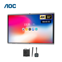 AOC会议平板55英寸教学一体机4K电子白板内置摄像头拾音麦会议一体机会议大屏55T14MC+投屏器+智能笔+推车
