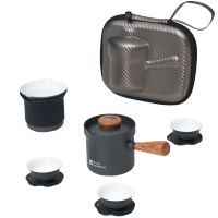 牧高笛(MOBIGARDEN)极宴茶具套装 户外露营便携式品茗茶杯家用会客茶具套装 岩石灰 NX23666012