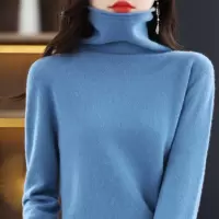 2023年秋冬新款韩版女式堆堆领纯羊毛长袖女式常规套头打底羊毛衫
