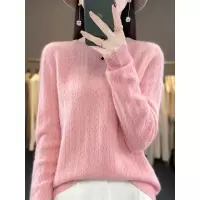 一线成衣半高领纯羊毛衫女时尚套头毛衣百搭羊毛衫宽松针织衫上衣
