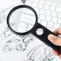 得力放大镜高清放大镜老人阅读高清老花眼看书看报金属框高倍便携 9092(带辅助放大镜 50mm) 3个装