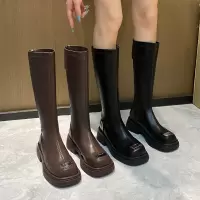 小个子骑士靴女2023新款秋冬加绒长筒不过膝长靴内增高厚底高筒靴
