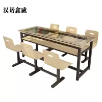 汉诺鑫威餐桌6人学校食堂小吃店快餐桌椅饭堂钢化玻璃桌1800*600*750[含椅]