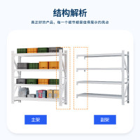 域赢货架仓储超市货架家用置物架仓库储物架重型500kg白色2米四层主架