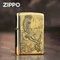 ZIPPO之宝打火机 高山鹰 拉丝黄铜徽章 20854 防风火机