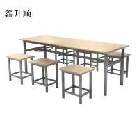 鑫升顺冷轧钢六人餐桌学生食堂公司职员户外桌椅组合1600*600*750