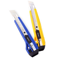 得力(deli)大号耐用美工刀 手动锁定功能裁纸刀/小刀 2041 蓝 5把装