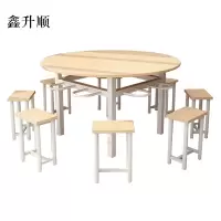 鑫升顺餐桌学校食堂小吃店快餐桌椅饭堂橡木色圆桌1200*750